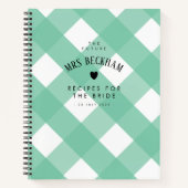 Classic Green Gingham Brautparty Gift Rezept Notizblock (Vorderseite)