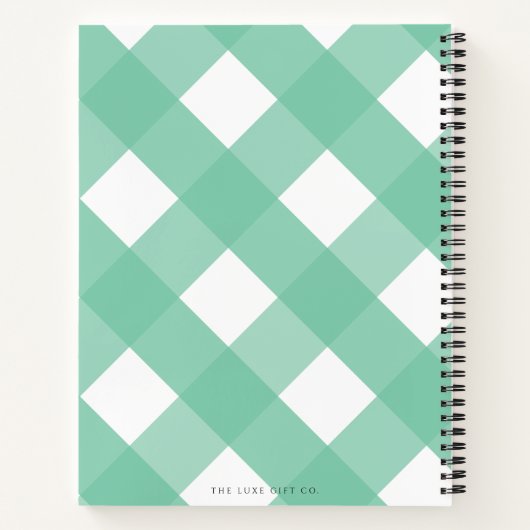 Classic Green Gingham Brautparty Gift Rezept Notizblock (Rückseite)