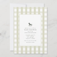 Classic Green Gingham Equestrian Baby Shower