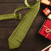Classic Green Gingham Kariert Add Initial Christma Krawatte