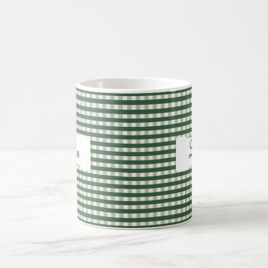 Classic Green Gingham Personalized Name  Kaffeetasse (Mittel)