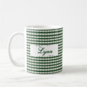 Classic Green Gingham Personalized Name  Kaffeetasse (Links)