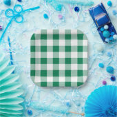 Classic Green Gingham Seamless Pattern Pappteller (Party)