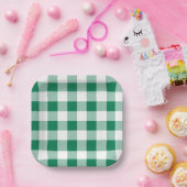 Classic Green Gingham Seamless Pattern Pappteller (Party)