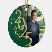 Classic Green Gold 2025 Graduate Foto Keramik Ornament (Links)