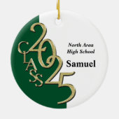 Classic Green Gold 2025 Graduate Foto Keramik Ornament (Hinten)