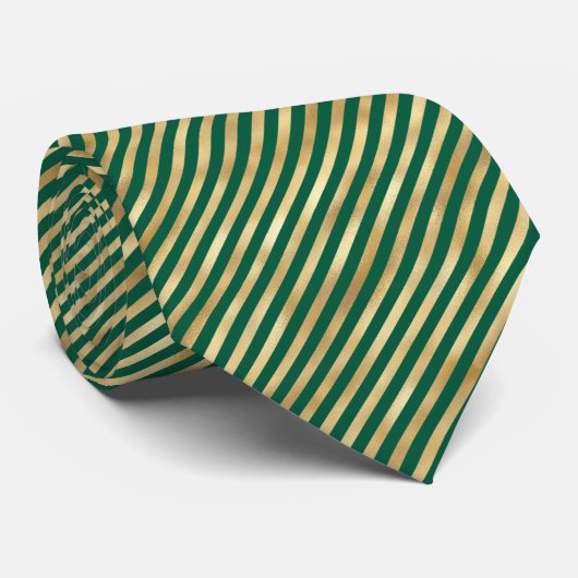 Classic Green Gold Diagonal Stripe Illustration Krawatte (Gerollt)