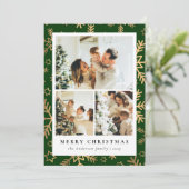 Classic Green Gold Foto Collage Weihnachten (Stehend Vorderseite)
