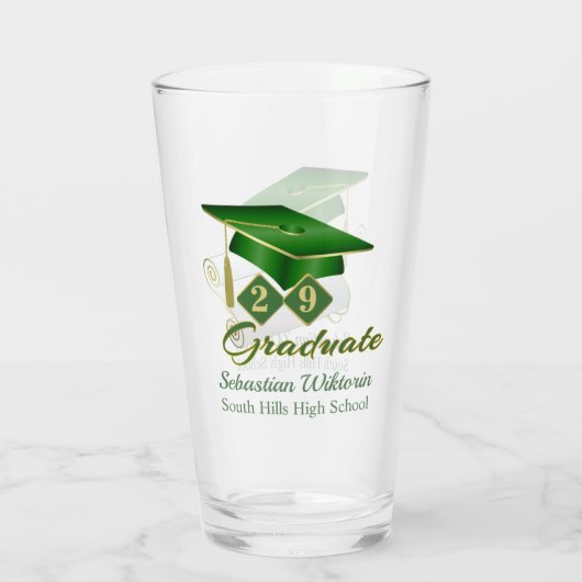 Classic Green Gold Personalisiert Abschluss 20XX Glas (Rückseite)