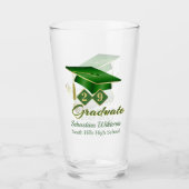 Classic Green Gold Personalisiert Abschluss 20XX Glas (Vorderseite)