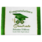 Classic Green Gold Personalisiert Abschluss Große Geschenktüte (Vorderseite)