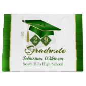 Classic Green Gold Personalisiert Abschluss Große Geschenktüte (Vorderseite)