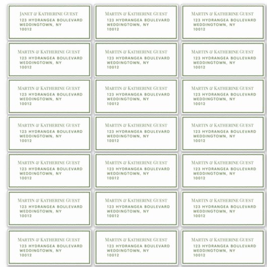 Classic Green Guest Mailing Labels 21 pro Blatt (Vorderseite)