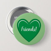 Classic Green Heart Design mit Friends Text Button (Vorne & Hinten)