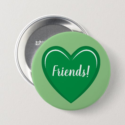 Classic Green Heart Design mit Friends Text Button (Vorne & Hinten)