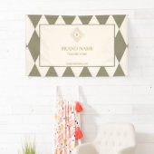 Classic Green Ivory Harlequin Gold Monogram Event Banner (Insitu)