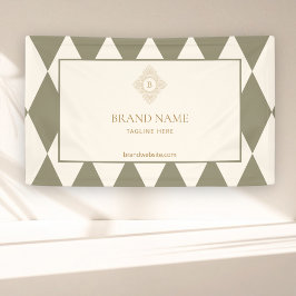 Classic Green Ivory Harlequin Gold Monogram Event Banner