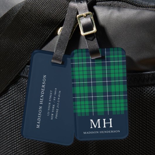 Classic Green Kariert Monogram Gepäckanhänger