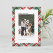 Classic Green Kariert Pattern Frohe Weihnachten Fo (Stehend Vorderseite)