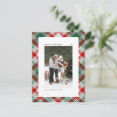 Classic Green Kariert Pattern Frohe Weihnachten Fo (Stehend Vorderseite)