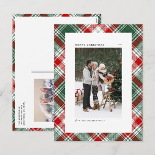 Classic Green Kariert Pattern Frohe Weihnachten Fo