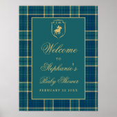 Classic Green Kariert Polo Reittier Baby Dusche Poster (Vorne)