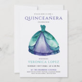 Classic Green Lila Quinceñera Princess Dress Einladung (Vorderseite)