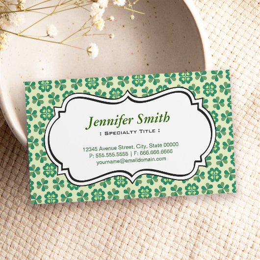 Classic Green Lucky Clover Einfaches Elegantes Kle Visitenkarte