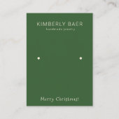 Classic Green Merry Christmas Earring Display Visitenkarte (Vorderseite)