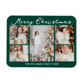 Classic Green Merry Christmas Photo Collage Magnet (Horizontal)