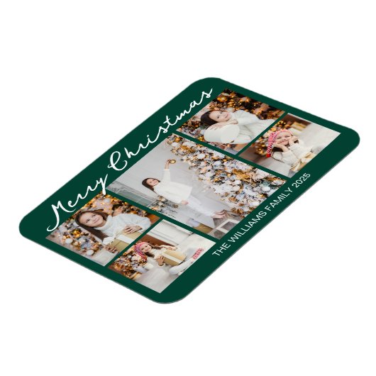 Classic Green Merry Christmas Photo Collage Magnet (Linke Seite)
