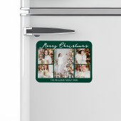 Classic Green Merry Christmas Photo Collage Magnet