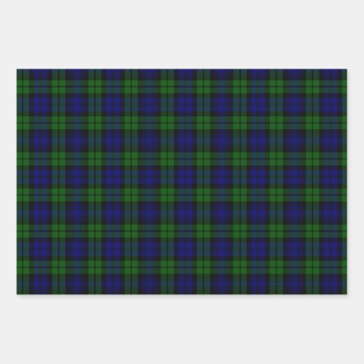 Classic Green & Navy Blackwatch Tartan Kariert Geschenkpapier Set (Vorderseite 2)