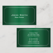 Classic Green Piano Teacher Business Card Visitenkarte (Vorne/Hinten)