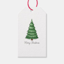 Classic Green Pine Tree Happy Holidays Tag Geschenkanhänger