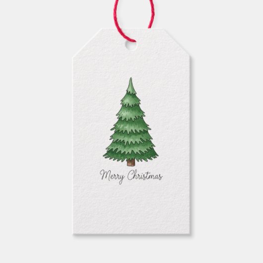 Classic Green Pine Tree Happy Holidays Tag Geschenkanhänger (Vorderseite)