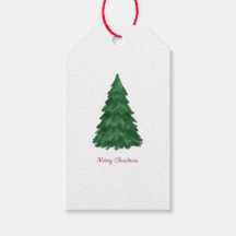 Classic Green Pine Tree Merry Christmas Tag