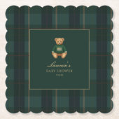 Classic Green Plaid Bear Baby Shower Untersetzer (Vorderseite)