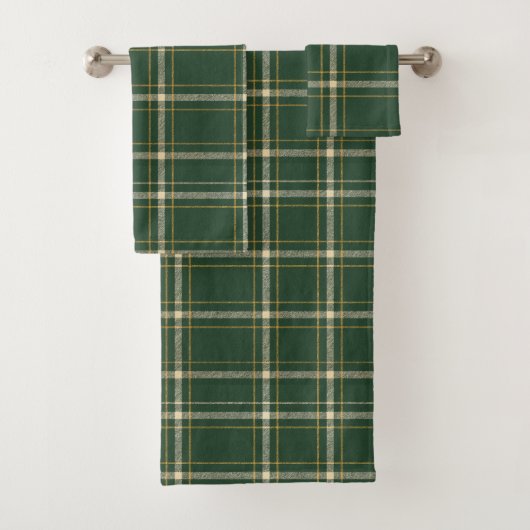 Classic Green Plaid Christmas Badhandtuch Set (Insitu)