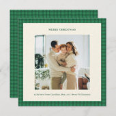 Classic Green Plaid Cozy Christmas Photo Einladung (Vorne/Hinten)