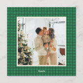 Classic Green Plaid Cozy Christmas Photo Einladung (Rückseite)