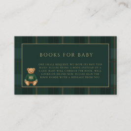 Classic Green Plaid Teddy Bear Theme Baby Shower  Begleitkarte