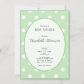 Classic Green Polka Dots Baby Shower Einladung (Vorderseite)