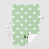 Classic Green Polka Dots Pattern Monogram Golfhandtuch (Insitu)
