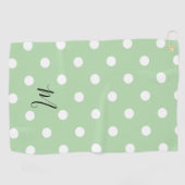 Classic Green Polka Dots Pattern Monogram Golfhandtuch (Horizontal)