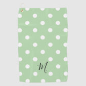 Classic Green Polka Dots Pattern Monogram Golfhandtuch (Vorderseite)