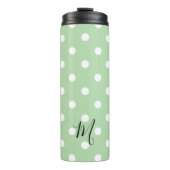 Classic Green Polka Dots Pattern Monogram Thermosbecher (Vorderseite)