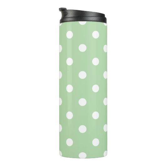 Classic Green Polka Dots Pattern Monogram Thermosbecher (Nach rechts gedreht)
