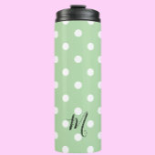 Classic Green Polka Dots Pattern Monogram Thermosbecher