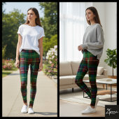 Classic Green Red Square Christmas Tartan Leggings